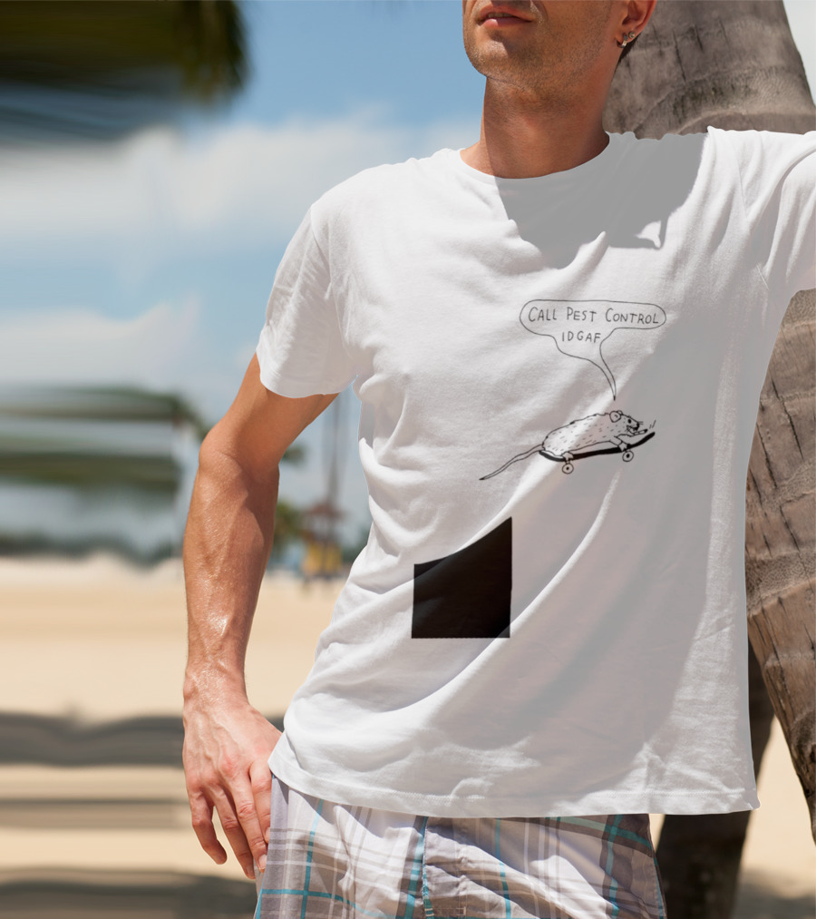 Call Pest Control IDGAF Rat On Skateboard T-Shirt