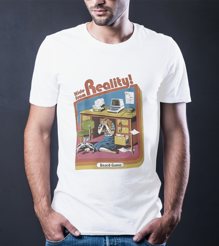 Hide From Reality Retro Office Board Game Escape T-Shirt