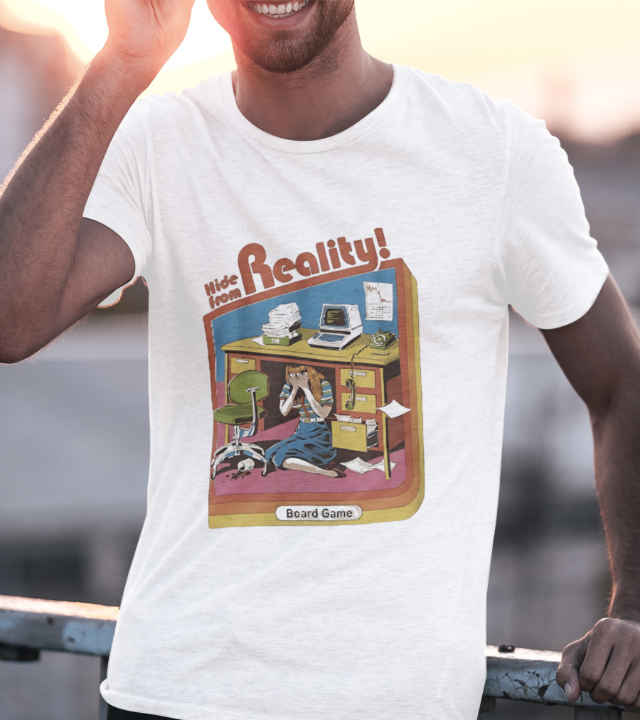 Hide From Reality Retro Office Board Game Escape T-Shirt