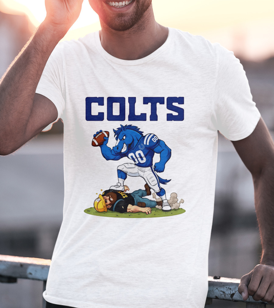 Colts Football Rivalry Humor Vs Steelers Comic T-Shirt