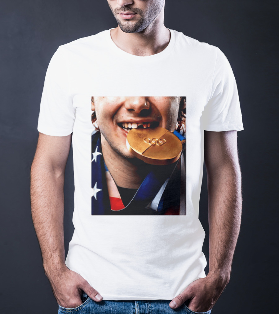 Jack Hughes Teeth Gold Medal 2026 Milano Cortina Winter Olympics T-Shirt