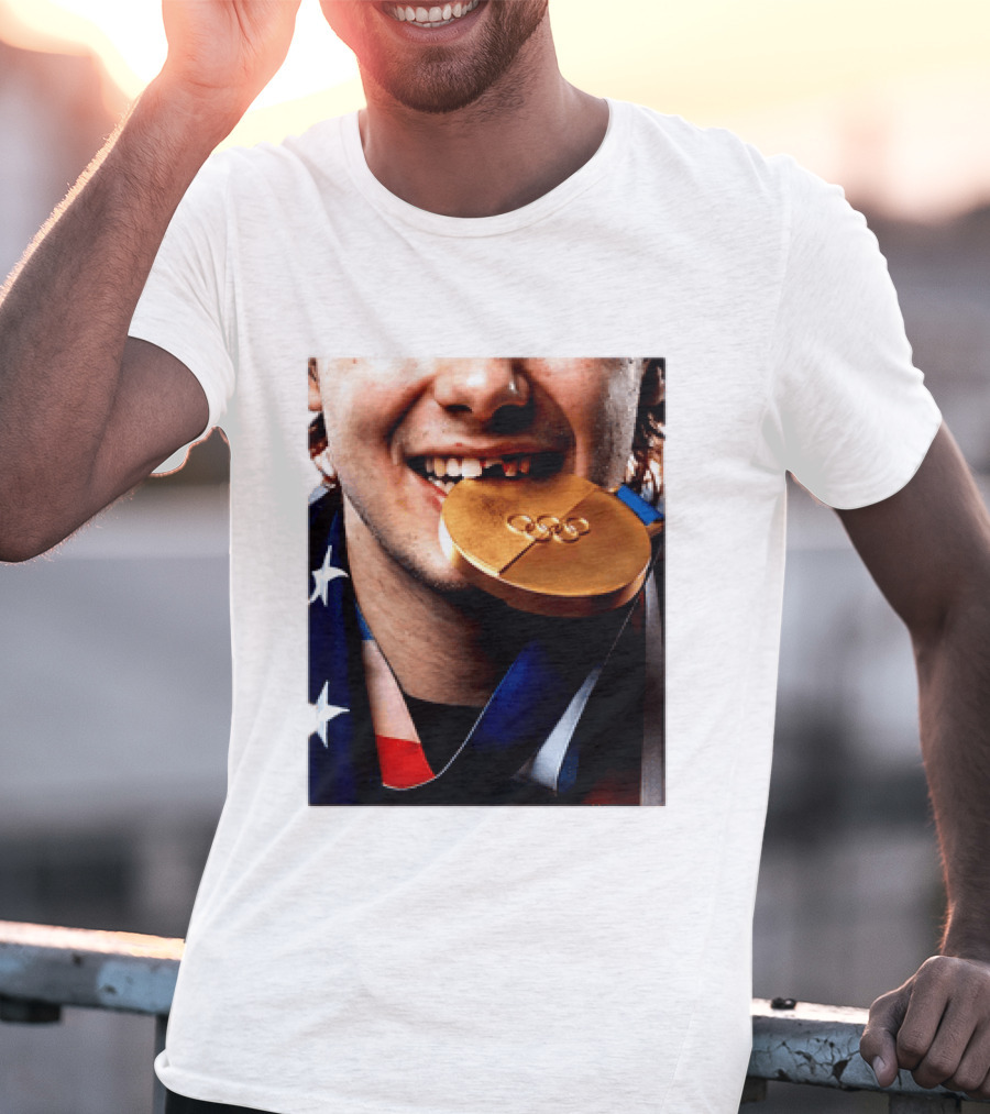 Jack Hughes Teeth Gold Medal 2026 Milano Cortina Winter Olympics T-Shirt