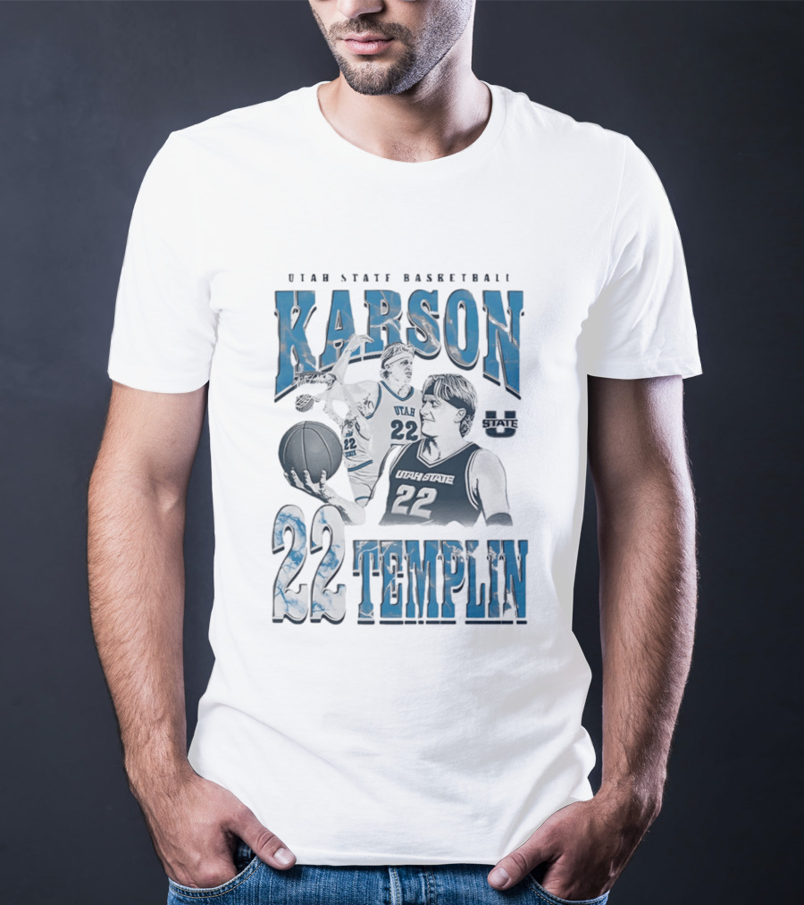 Utah State Basketball Karson Templin 22 Utah State Aggies T-Shirt