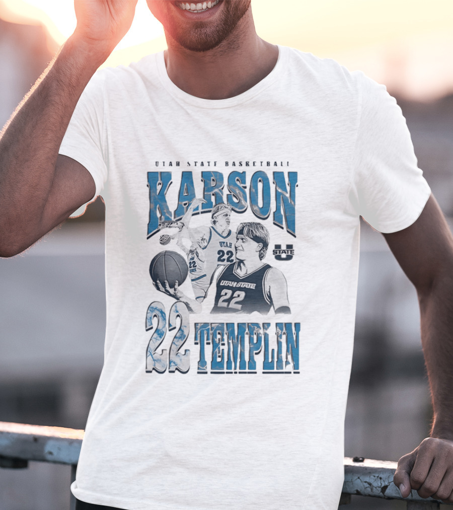 Utah State Basketball Karson Templin 22 Utah State Aggies T-Shirt