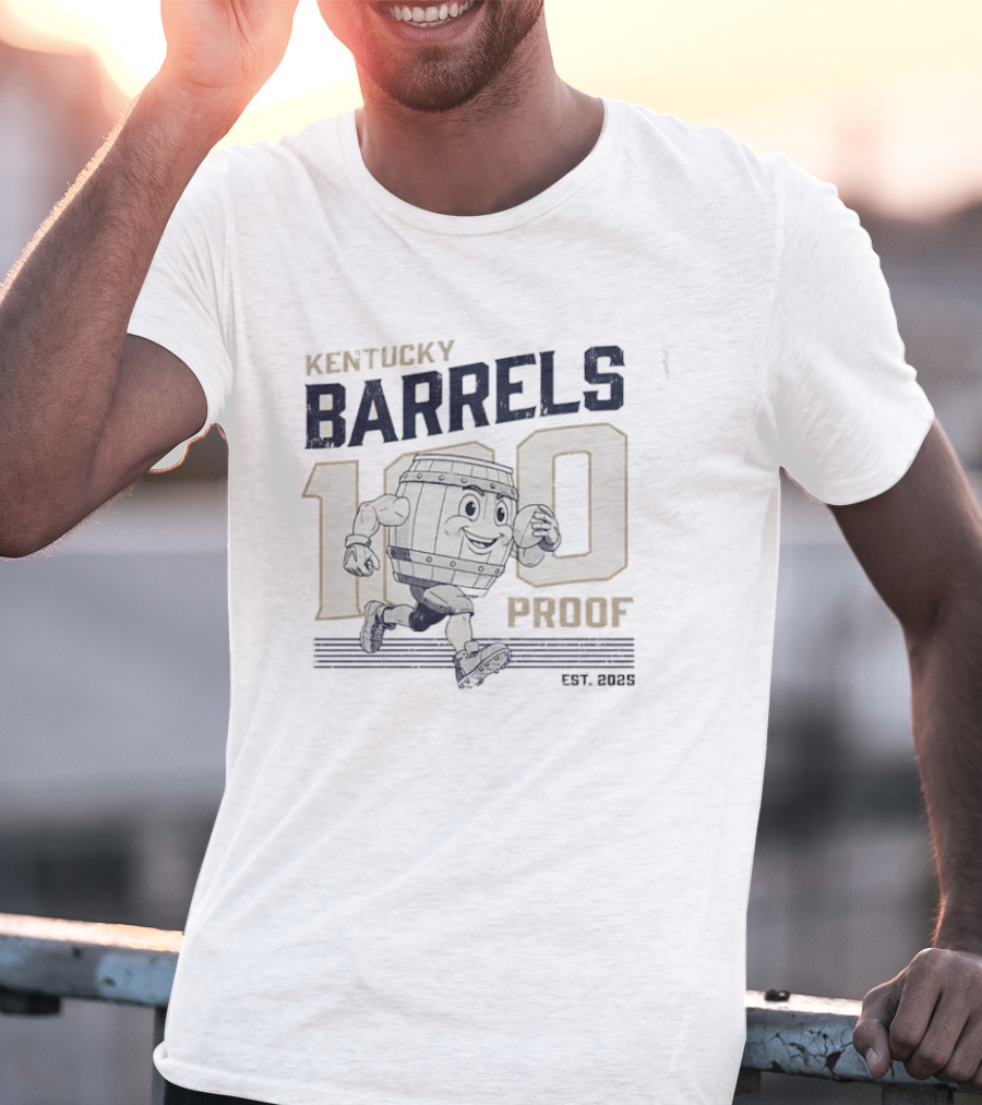 Kentucky Barrels 100 Proof Football Est 2025 T-Shirt