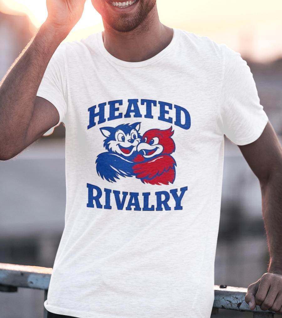 Heated Rivalry Kentucky Wildcats Louisville Cardinals Hugging Cartoon T-Shirt