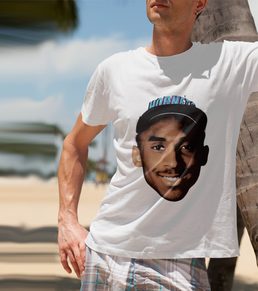 Kobe Bryant Draft Day Hornets Cap Big Face T-Shirt