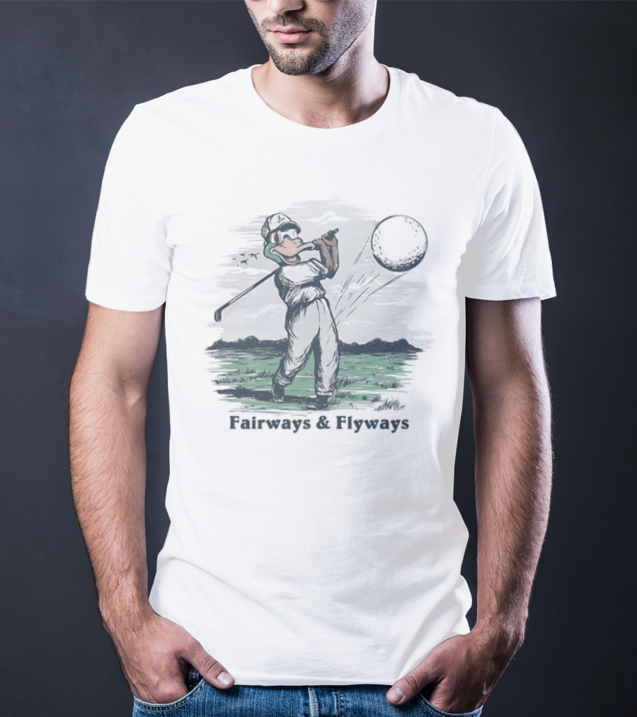 Mallard Duck Golf Swing Fairways And Flyways Moonlit Scene T-Shirt