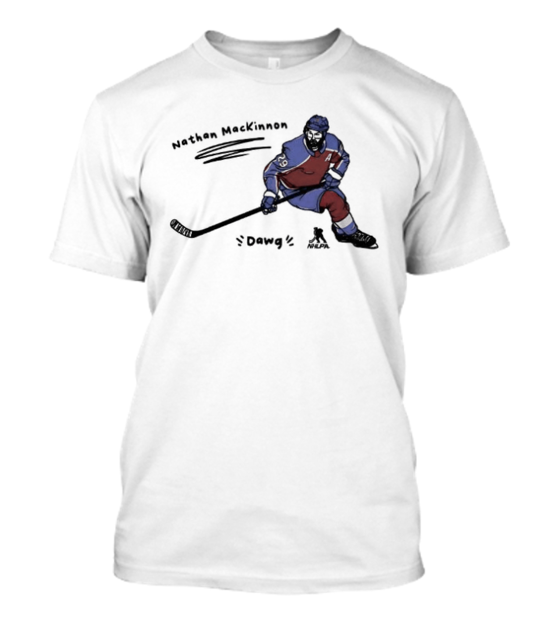 Nathan MacKinnon Colorado Avalanche Dawg Skating Cartoon T-Shirt