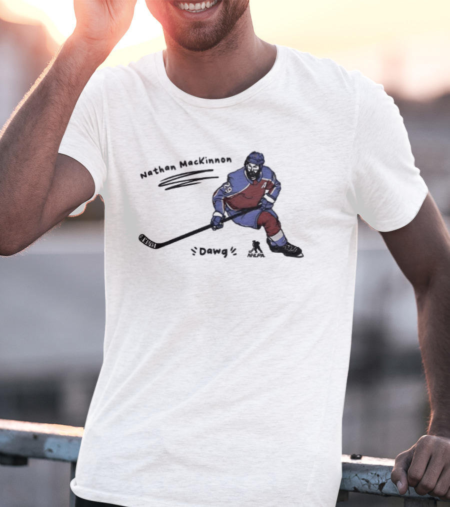 Nathan MacKinnon Colorado Avalanche Dawg Skating Cartoon T-Shirt