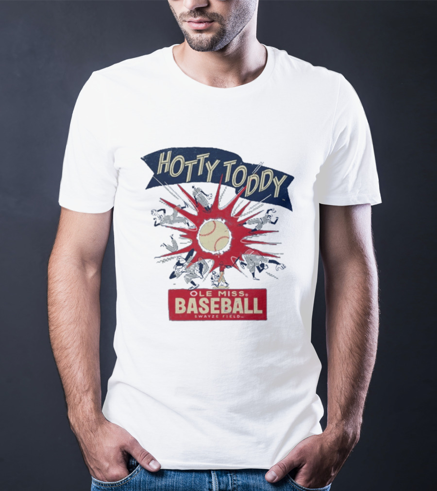 Ole Miss Baseball Hotty Toddy Strike Players And Ball Action T-Shirt