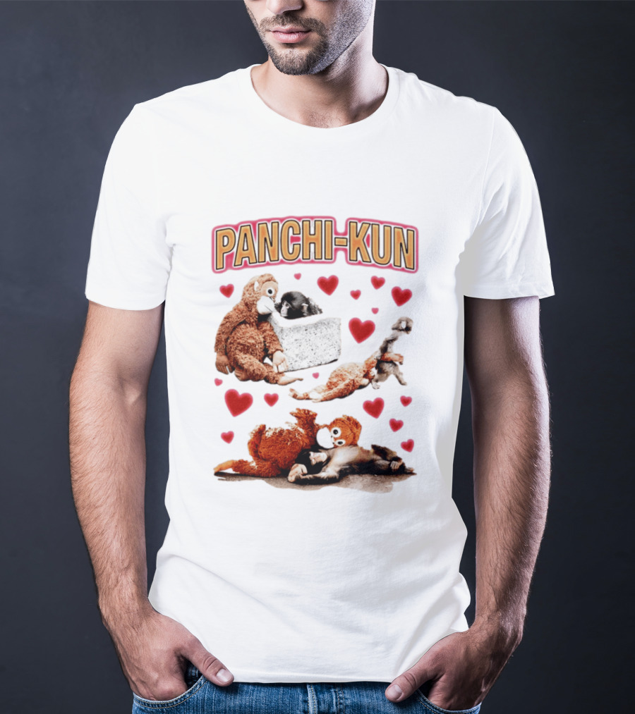 Panchi Kun Monkey Plush Love Hearts T-Shirt
