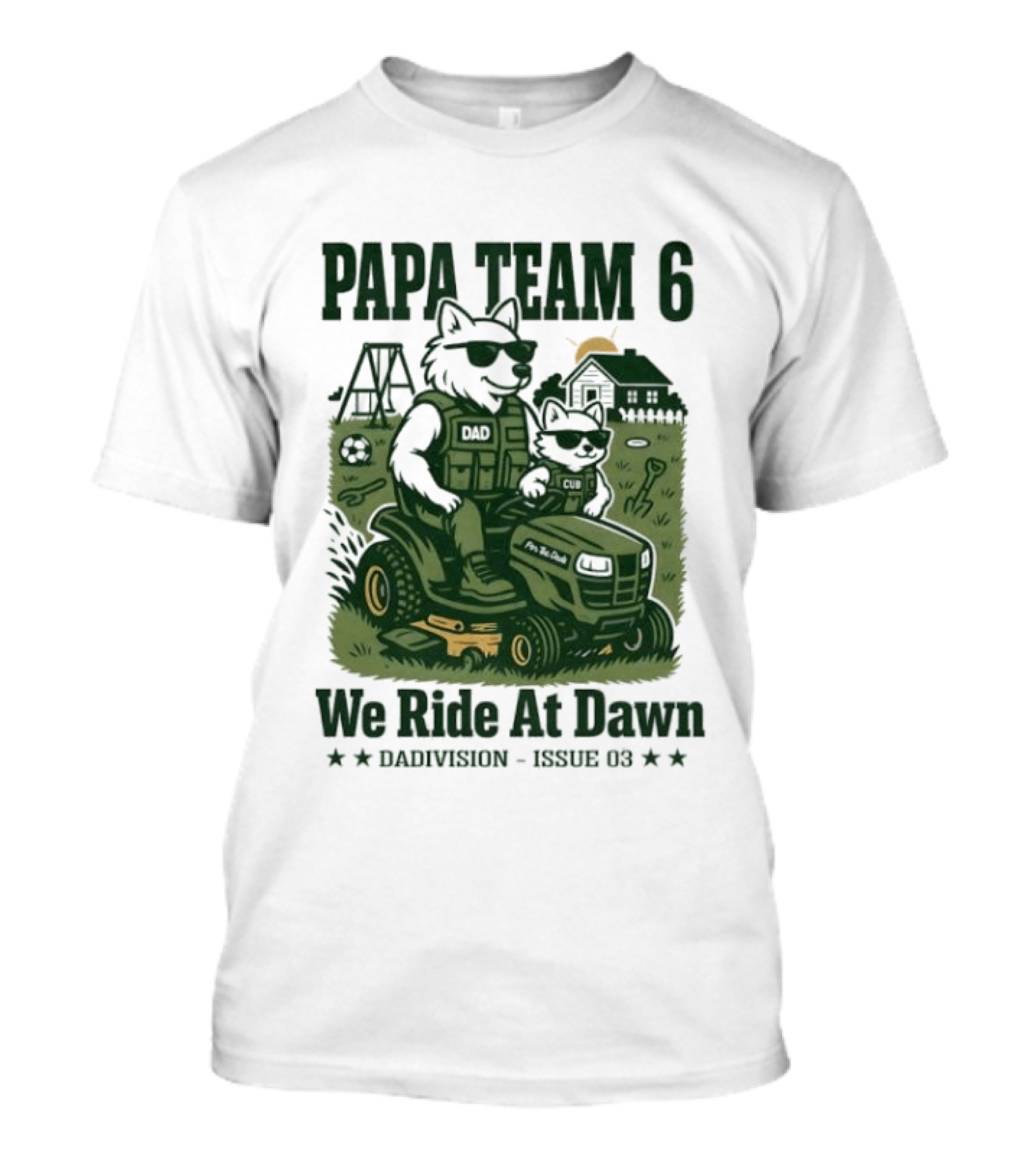 Papa Team 6 We Ride At Dawn Dadvision Issue 03 Wolf Soldier T-Shirt