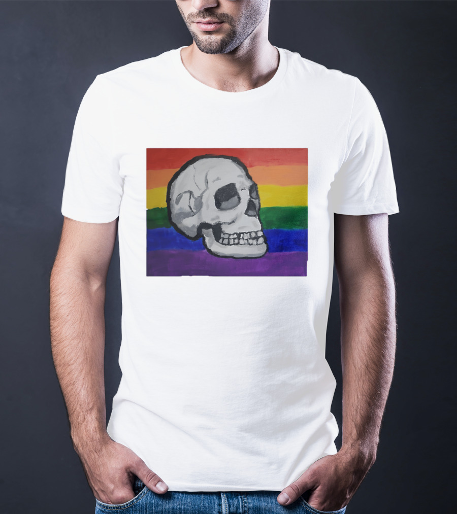 Pride Skull LGBT Rainbow Flag T-Shirt