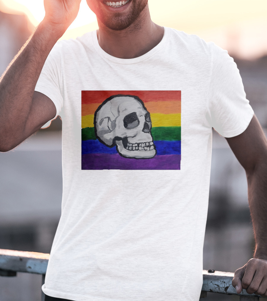 Pride Skull LGBT Rainbow Flag T-Shirt