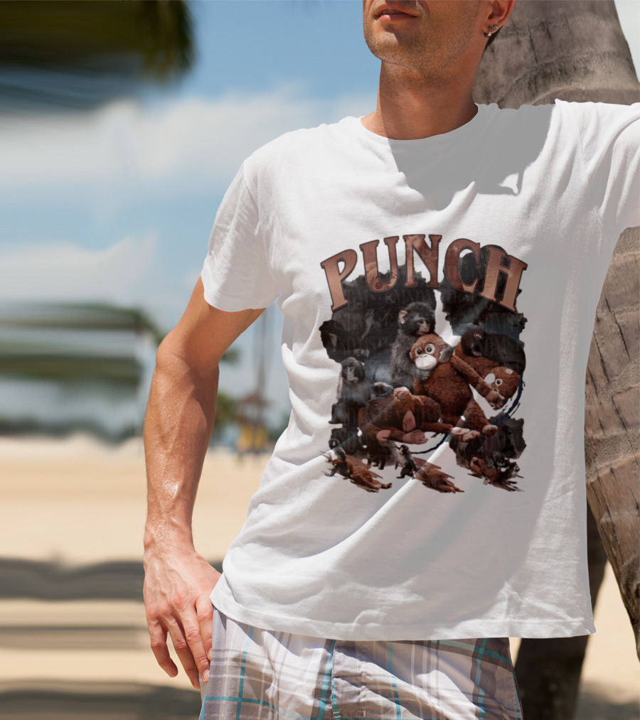 Punch The Monkey Picture Collage Monkeys Plush Toys T-Shirt