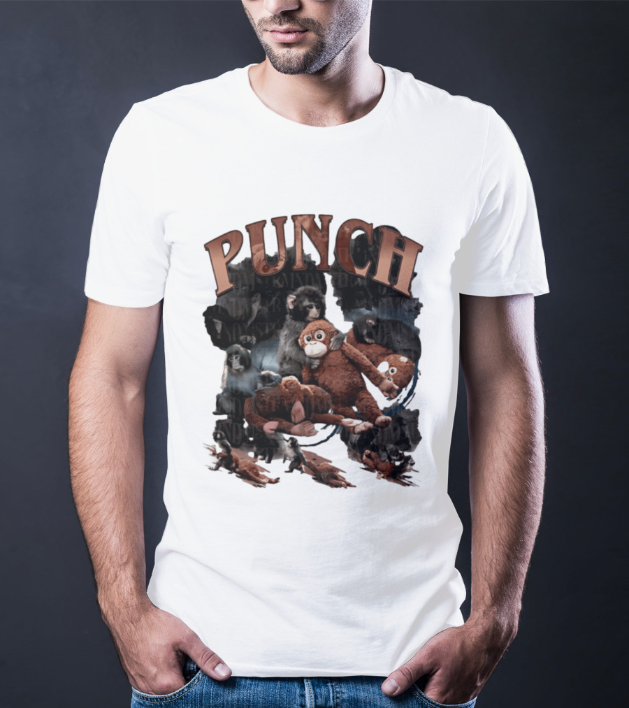 Punch The Monkey Picture Collage Monkeys Plush Toys T-Shirt
