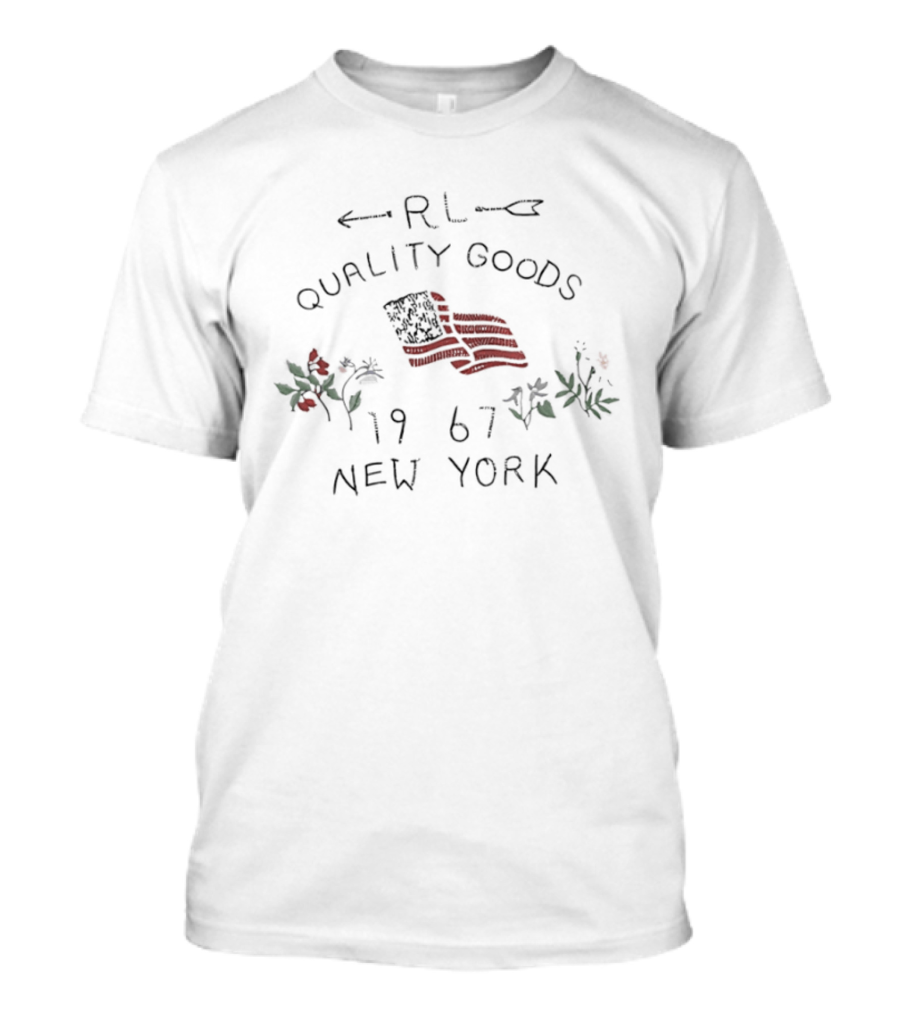 RL Quality Goods 1967 New York American Flag And Floral T-Shirt