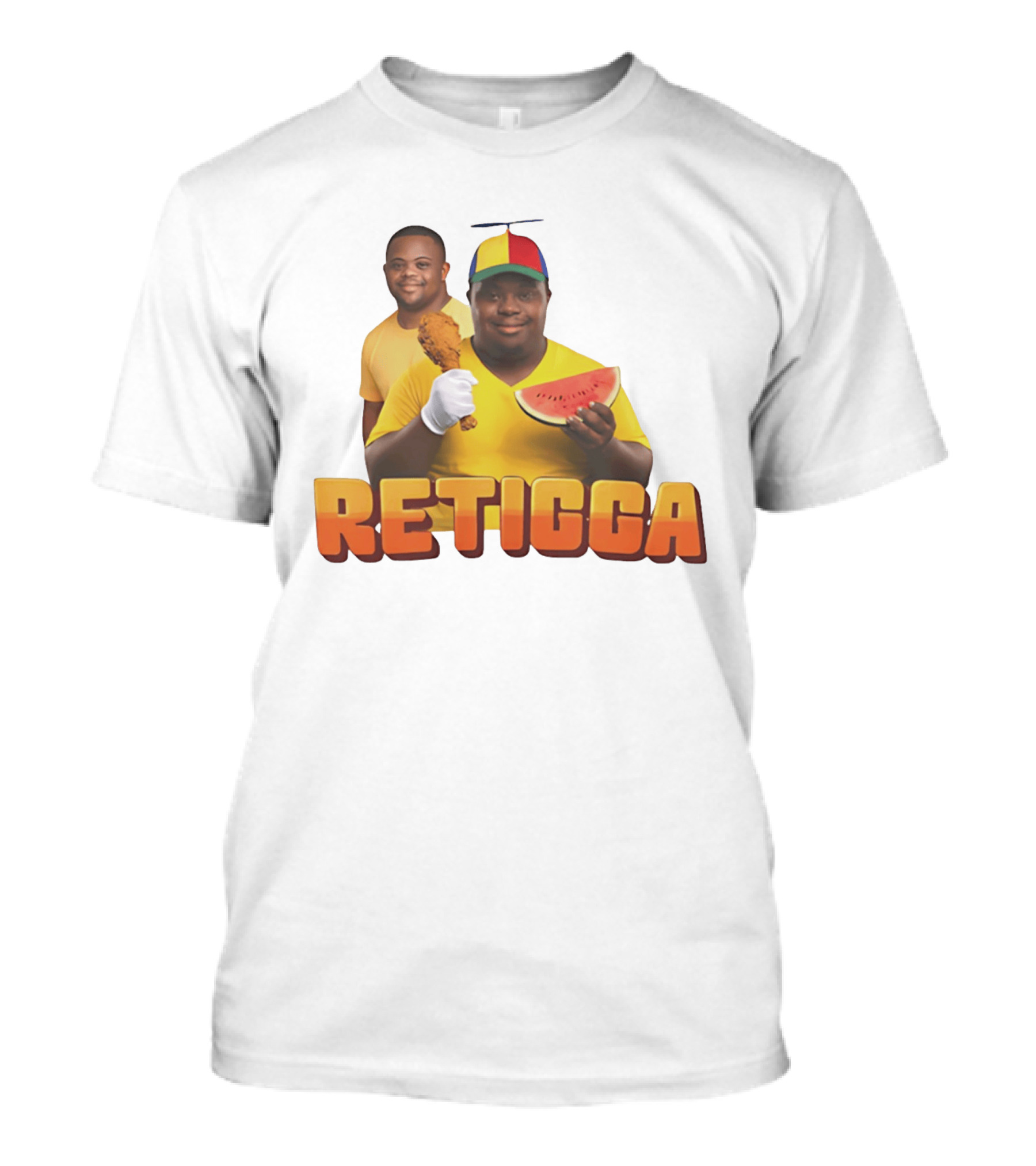RETIGGA Fried Chicken Watermelon Meme Colorful Propeller Hat T-Shirt