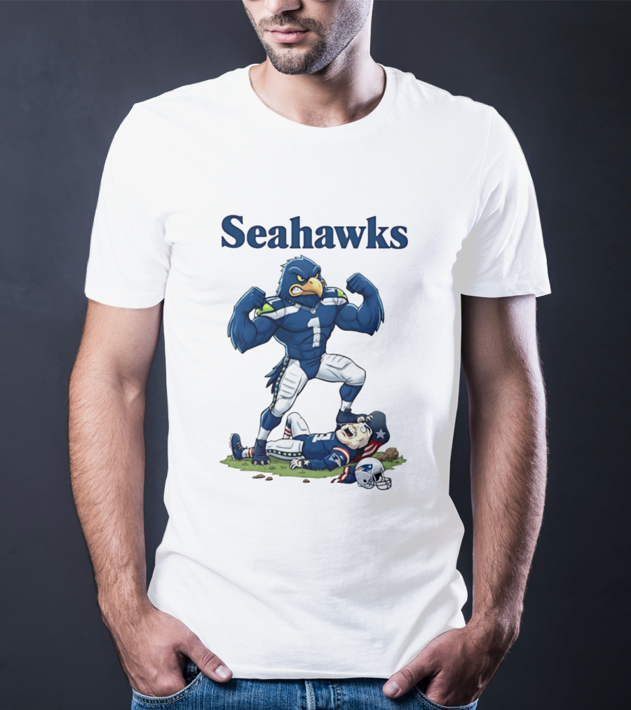 Seahawks Vs Patriots Rivalry Cartoon Victory T-Shirt
