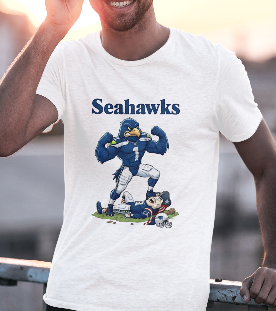 Seahawks Vs Patriots Rivalry Cartoon Victory T-Shirt