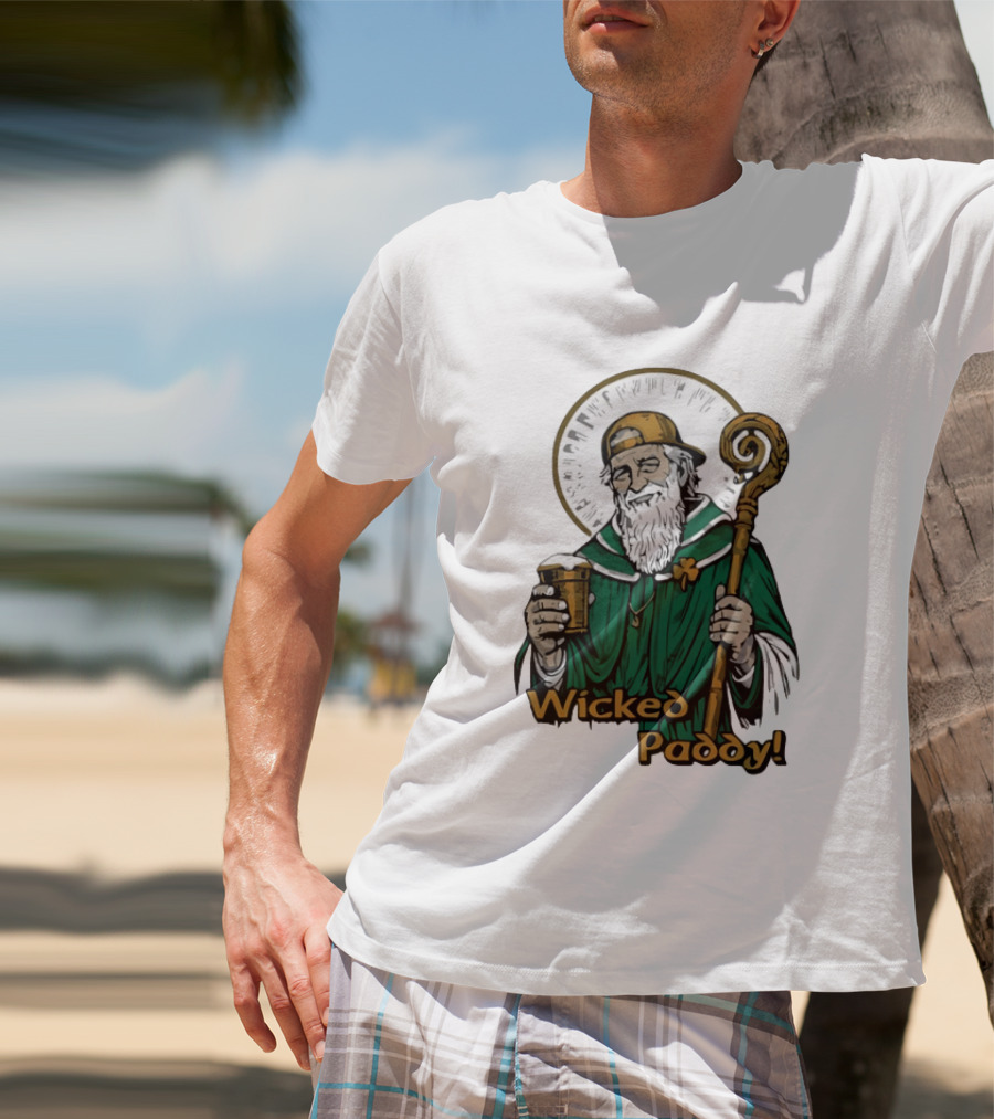 Wicked Paddy Saint Patrick Drinking Beer Iconic Irish T-Shirt