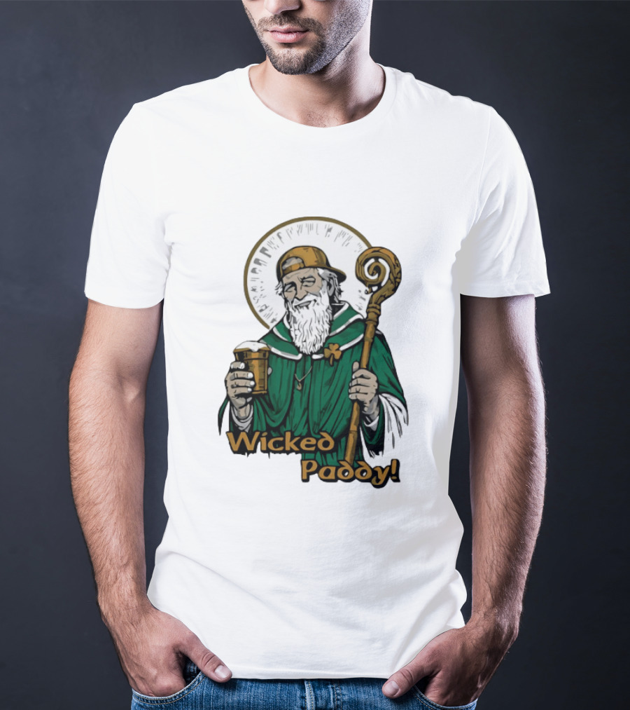 Wicked Paddy Saint Patrick Drinking Beer Iconic Irish T-Shirt