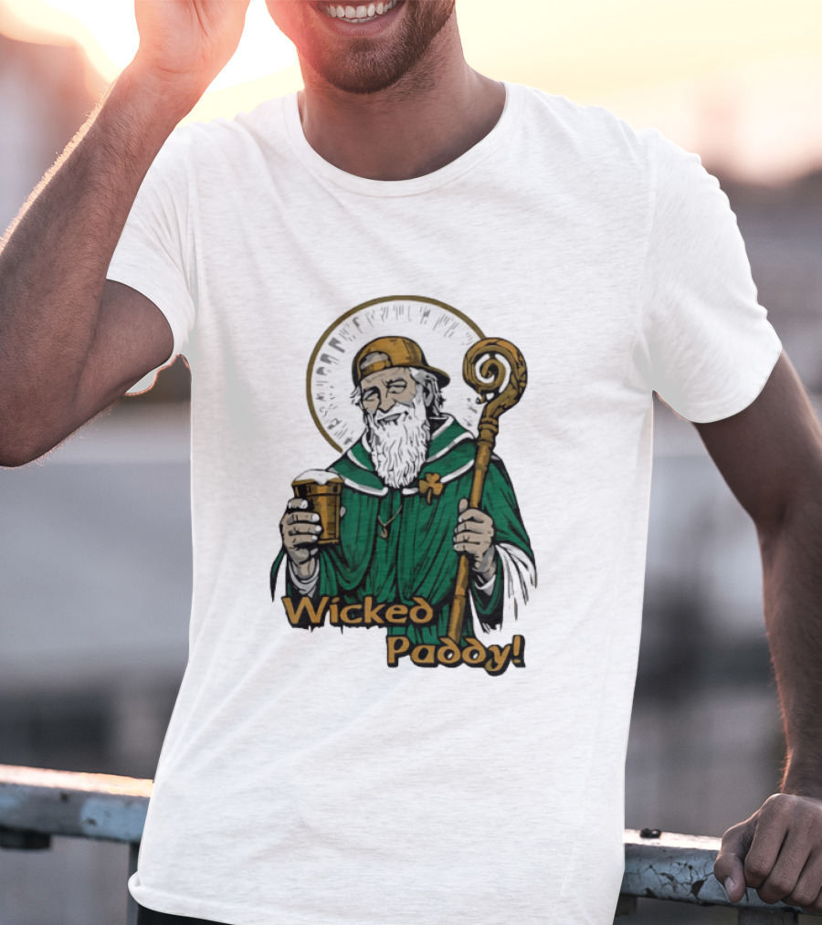 Wicked Paddy Saint Patrick Drinking Beer Iconic Irish T-Shirt