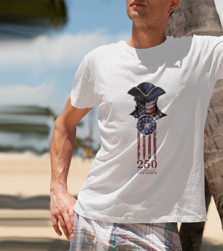 America 250 Years Of Defiance 1776 Patriot Hat And Stars T-Shirt