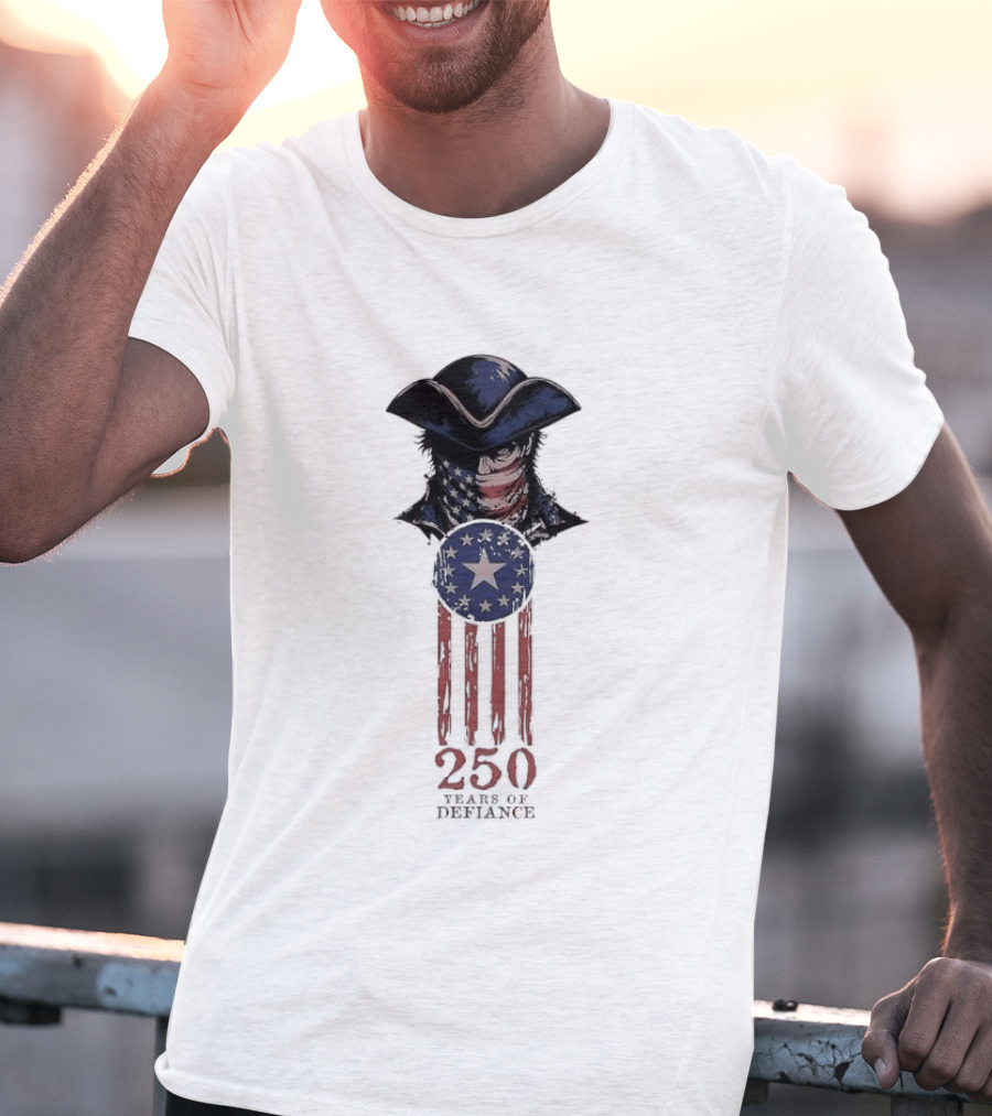 America 250 Years Of Defiance 1776 Patriot Hat And Stars T-Shirt