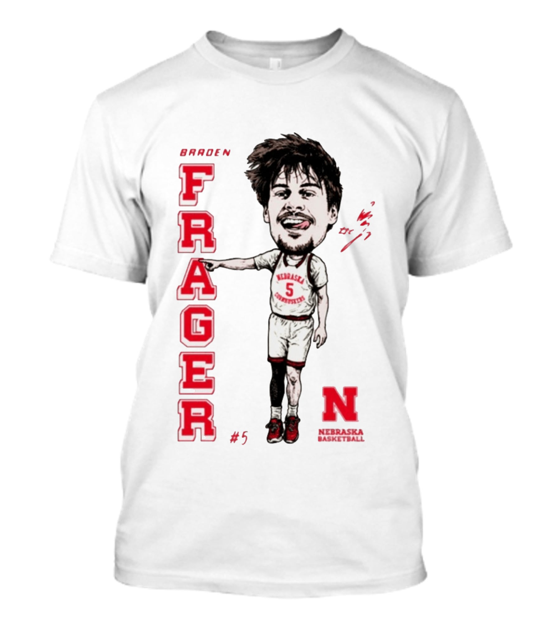 Braden Frager Nebraska Cornhuskers Basketball Caricature #5 T-Shirt