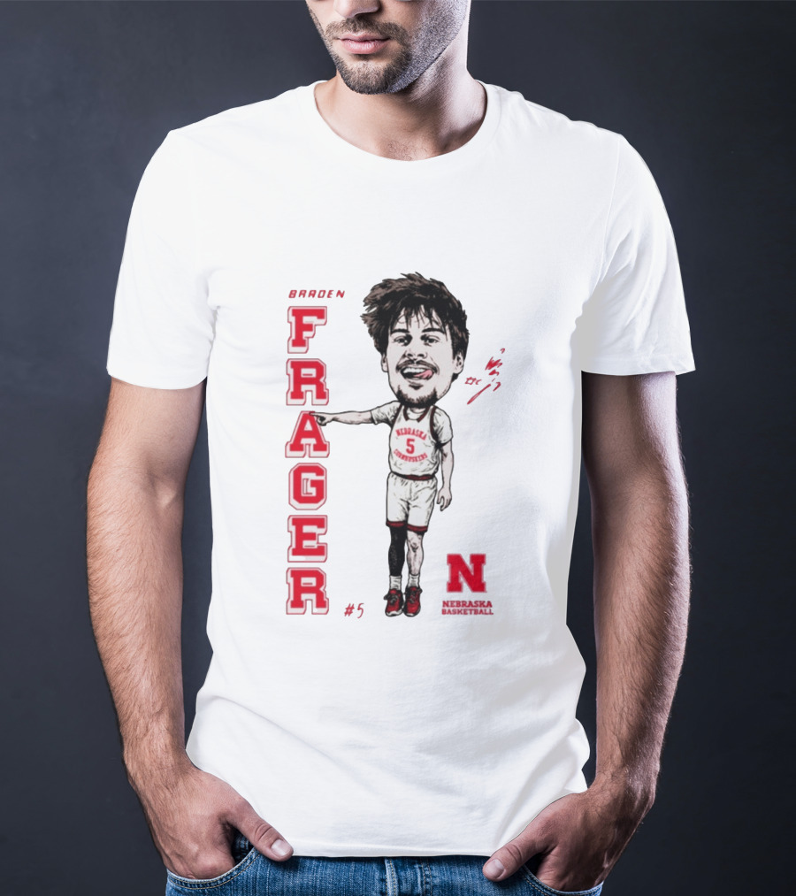 Braden Frager Nebraska Cornhuskers Basketball Caricature #5 T-Shirt