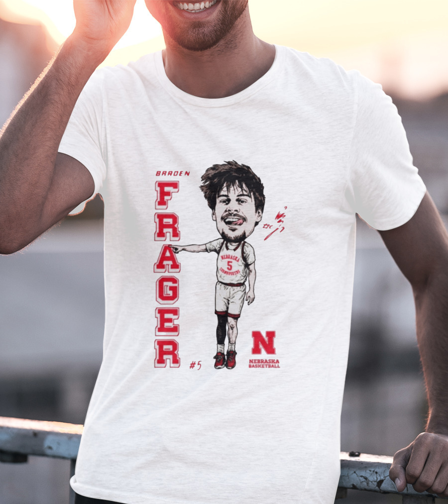 Braden Frager Nebraska Cornhuskers Basketball Caricature #5 T-Shirt