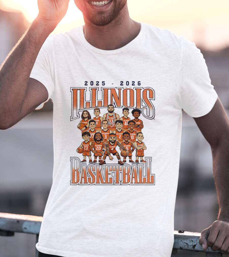 2025 2026 Illinois Basketball Team Caricature T-Shirt