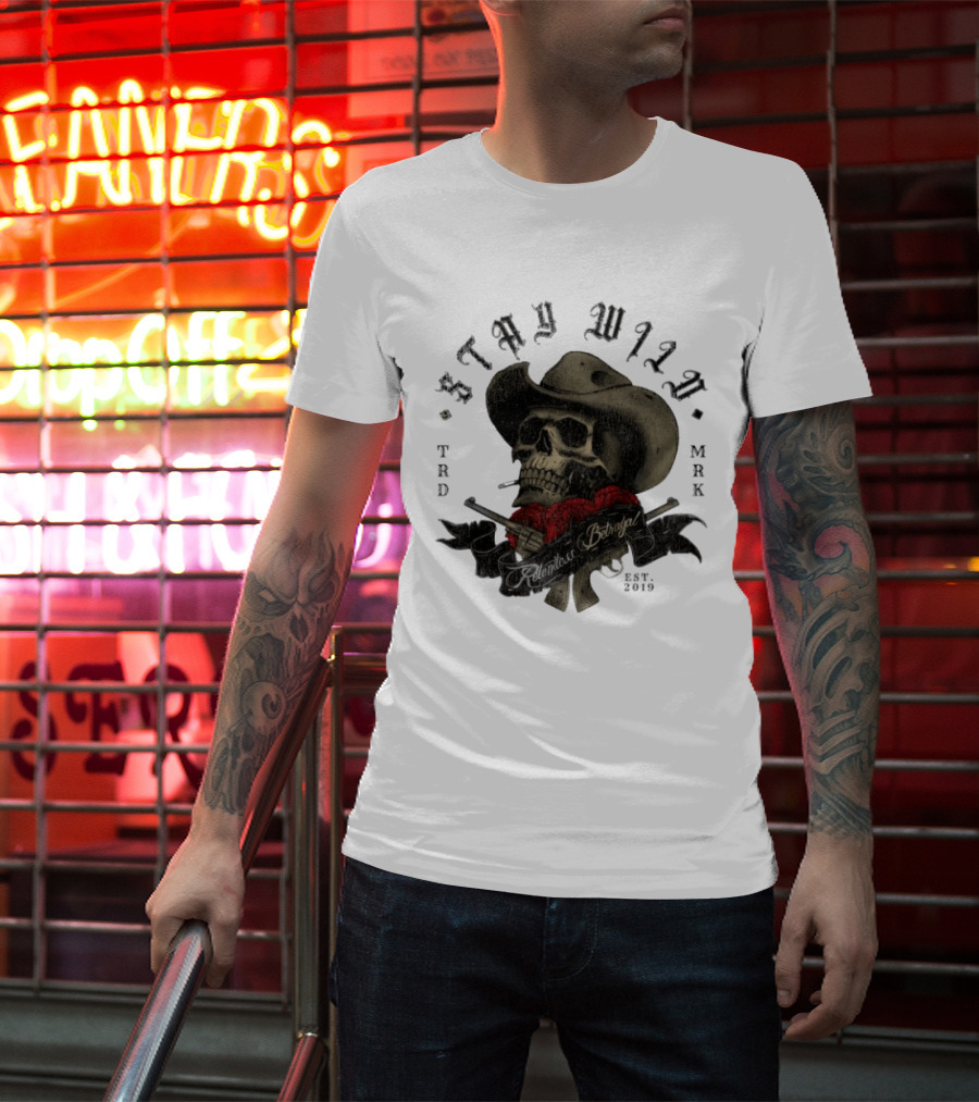 Stay Wild Skull Cowboy Bandana Western Est 2019 T-Shirt