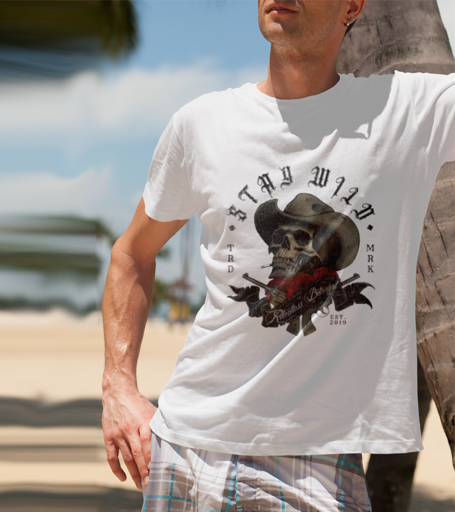 Stay Wild Skull Cowboy Bandana Western Est 2019 T-Shirt