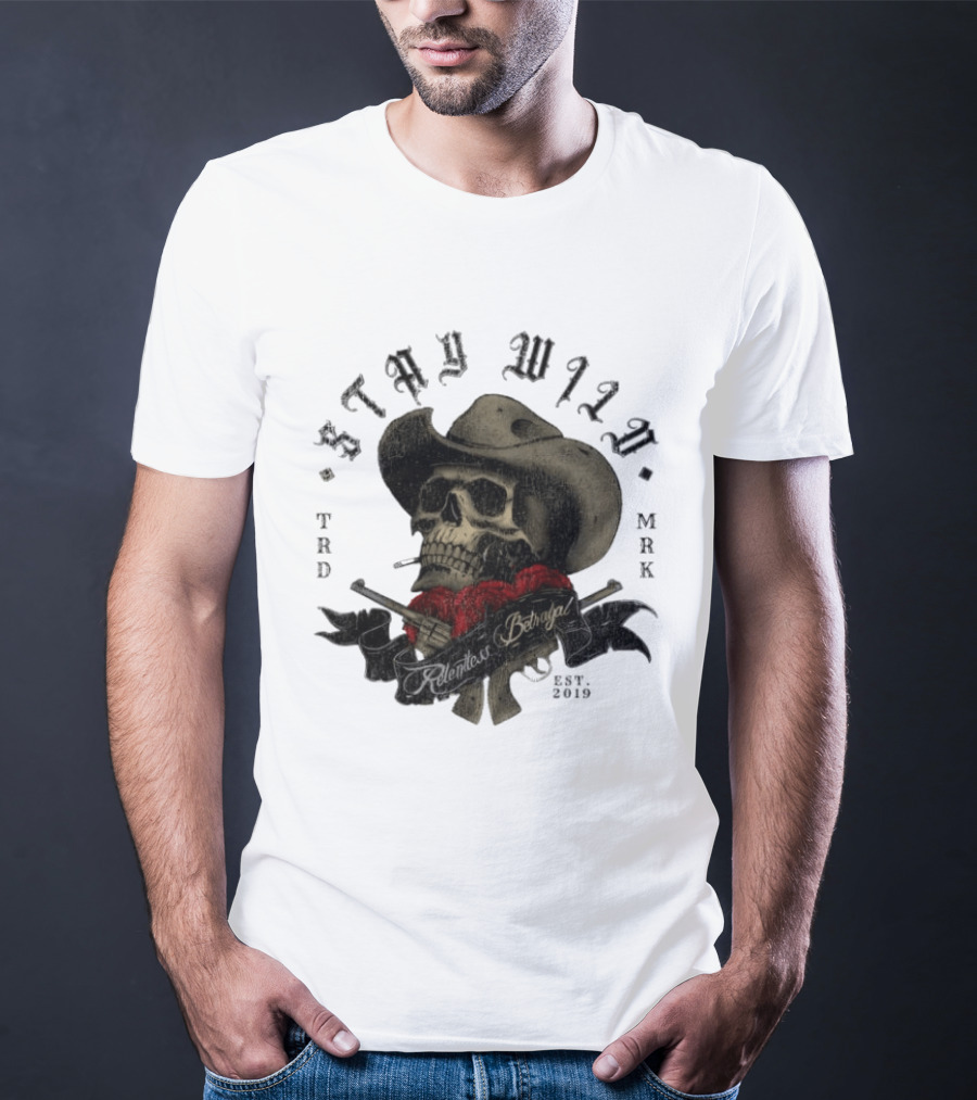 Stay Wild Skull Cowboy Bandana Western Est 2019 T-Shirt