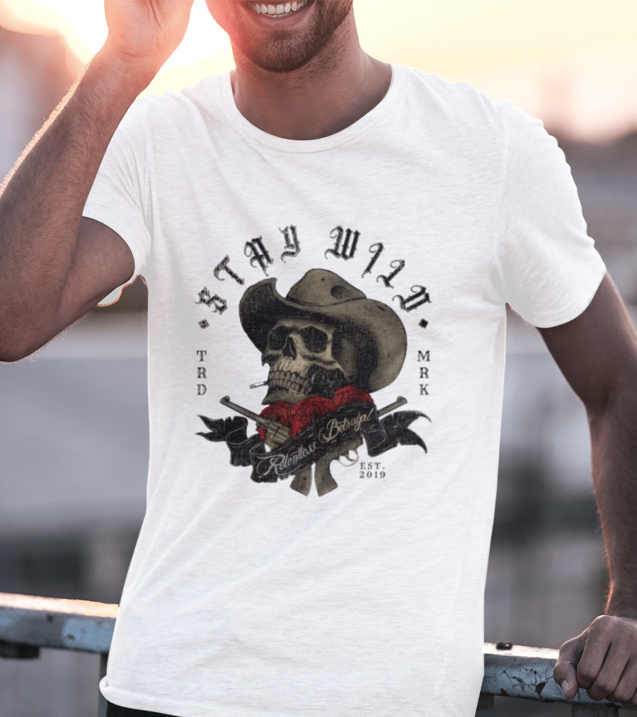 Stay Wild Skull Cowboy Bandana Western Est 2019 T-Shirt