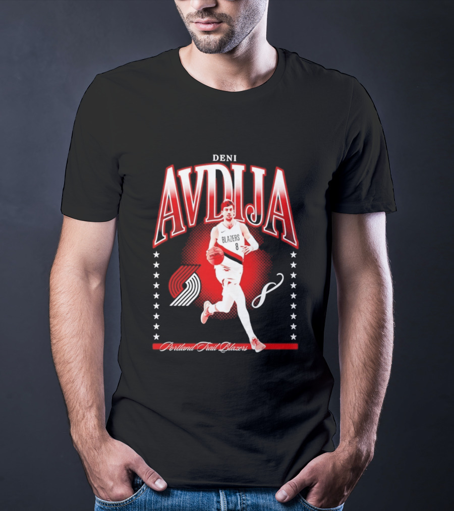 Deni Avdija Portland Trail Blazers Basketball Star With Number Eight And Dynamic Motion T-Shirt