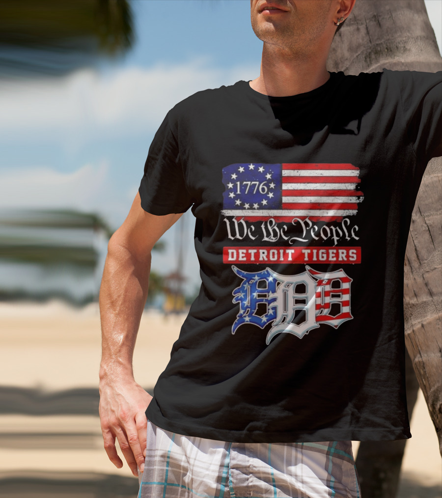 Detroit Tigers MLB 1776 We The People 250th Anniversary American Flag USA Baseball T-Shirt
