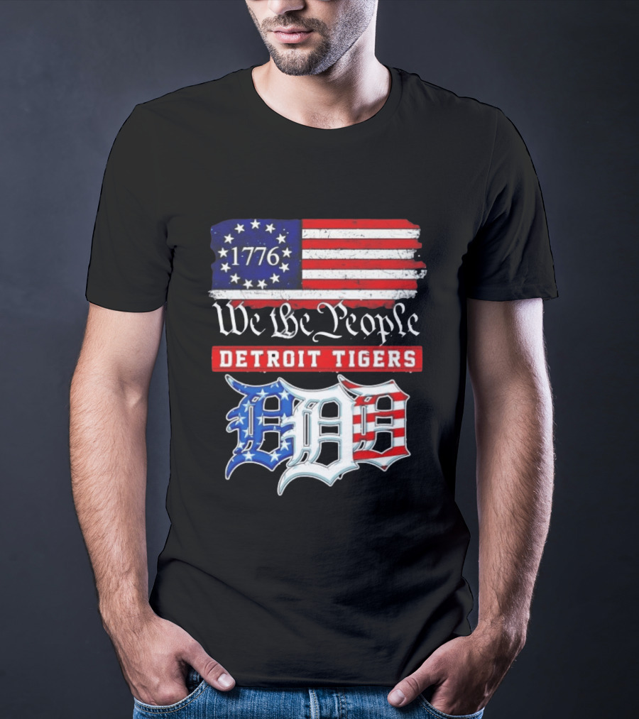 Detroit Tigers MLB 1776 We The People 250th Anniversary American Flag USA Baseball T-Shirt