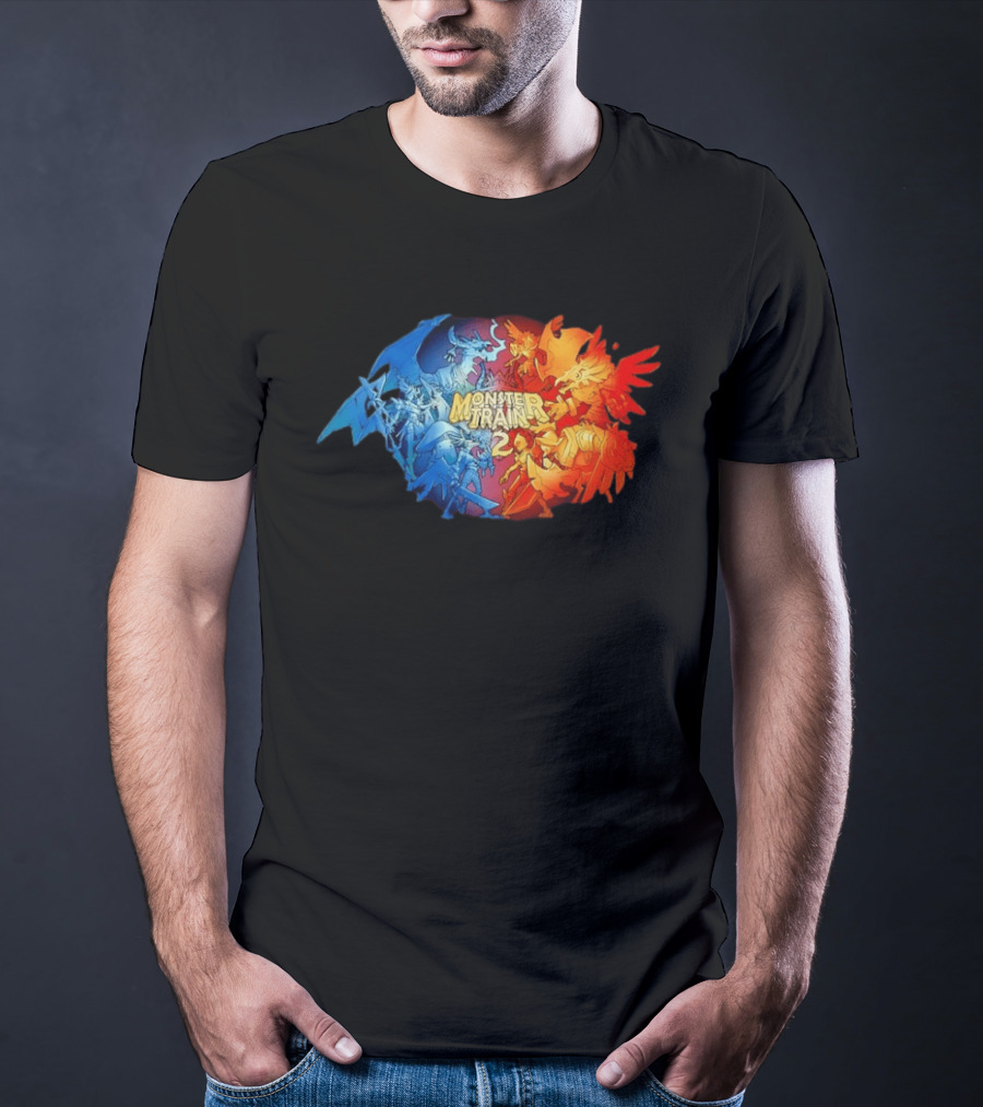 Monster Train 2 Blue Dragon Vs Red Phoenix Battle T-Shirt