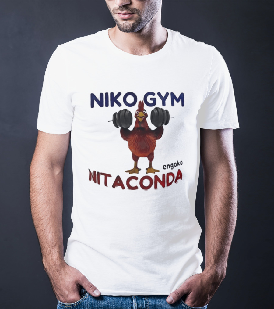 Niko Gym Engoko Nitaconda Rooster Lifting Weights Fitness Fun T-Shirt