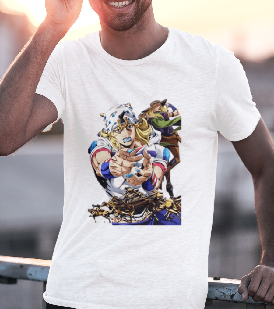 Steel Ball Run JoJo's Bizarre Adventure Gyro Zeppeli And Johnny Joestar Anime Characters T-Shirt