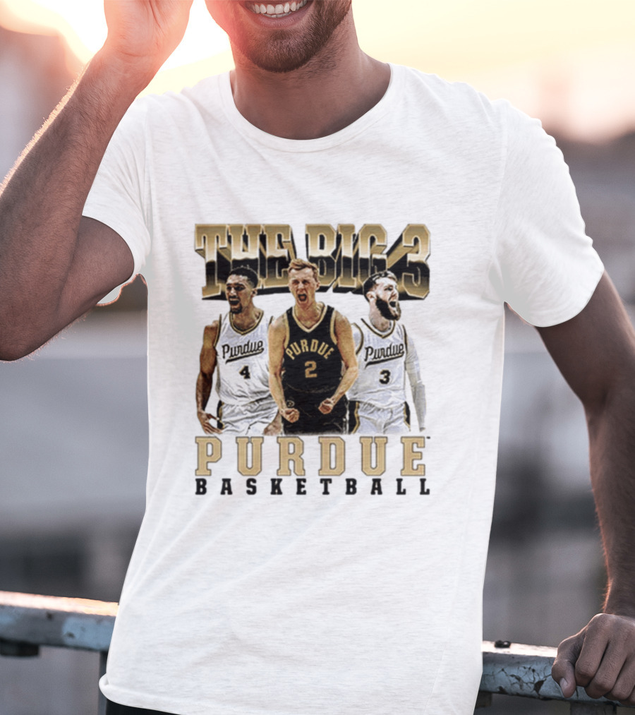 Purdue Basketball The Big 3 Player Collage T-Shirt