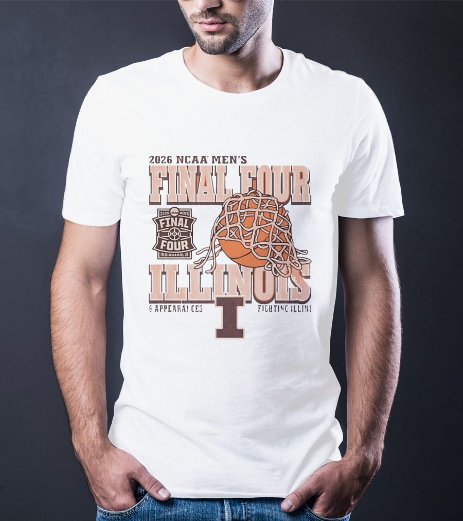 2026 NCAA Men's Final Four Illinois Fighting Illini Basketball 6 Appearances Indianapolis T-Shirt