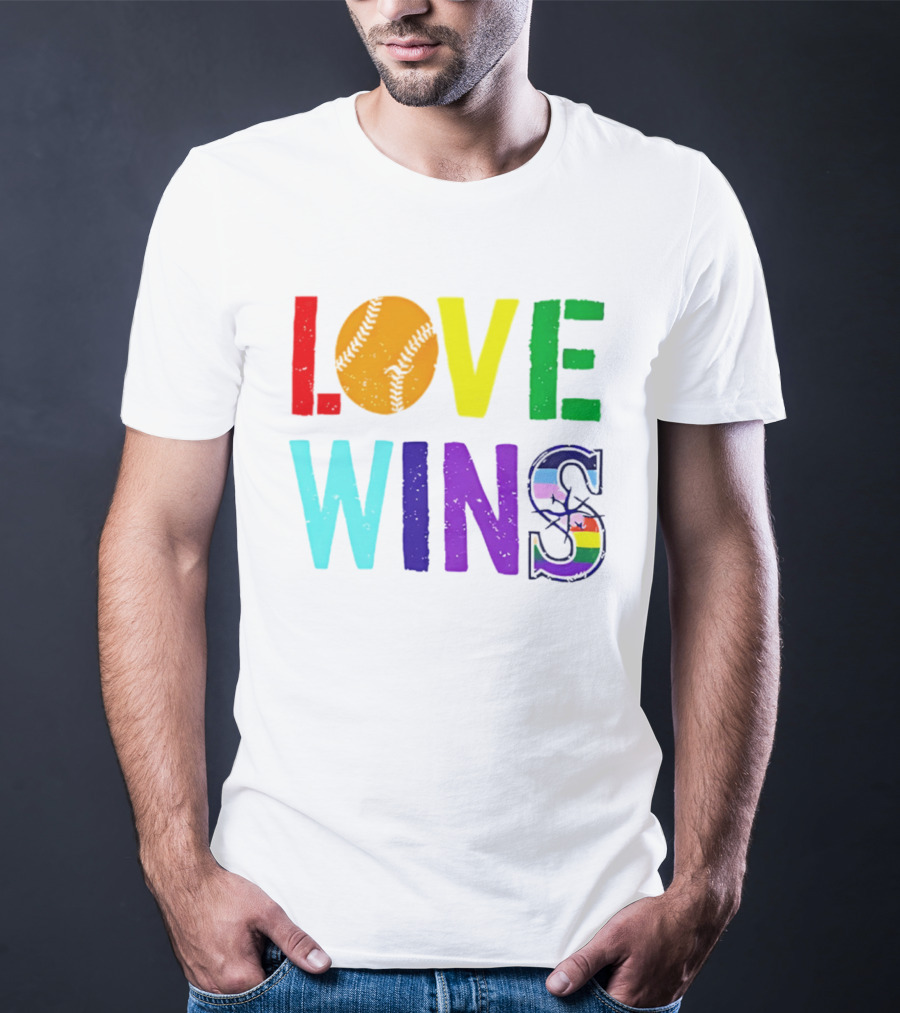 Love Wins Baseball Pride LGBTQ Rainbow T-Shirt