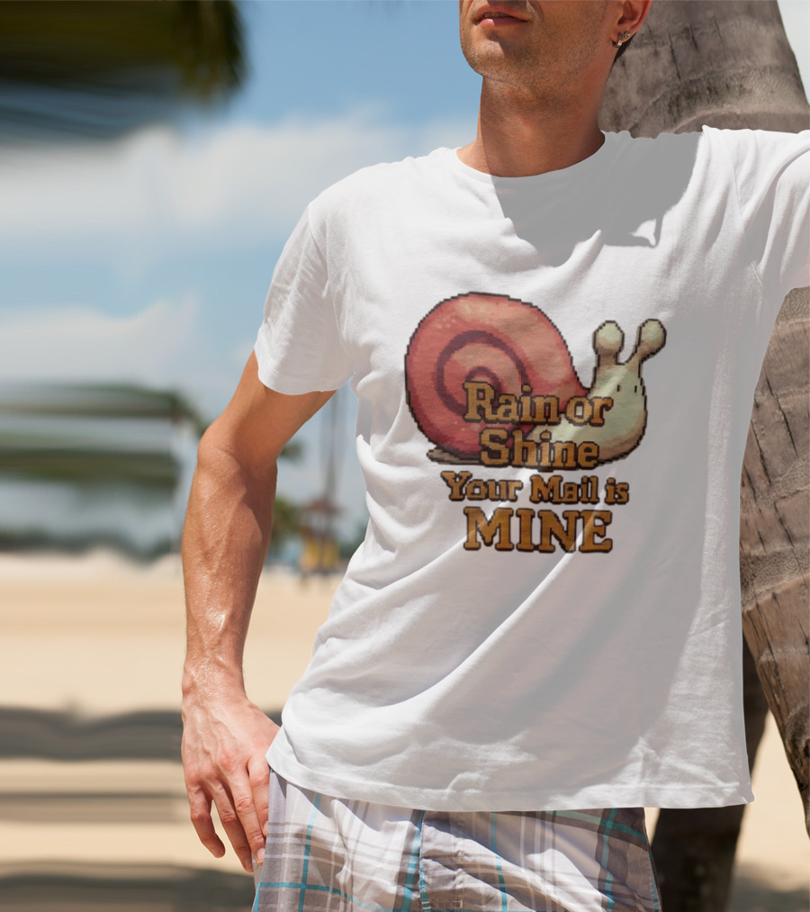 Rain Or Shine Your Mail Is Mine Snail Art Message T-Shirt