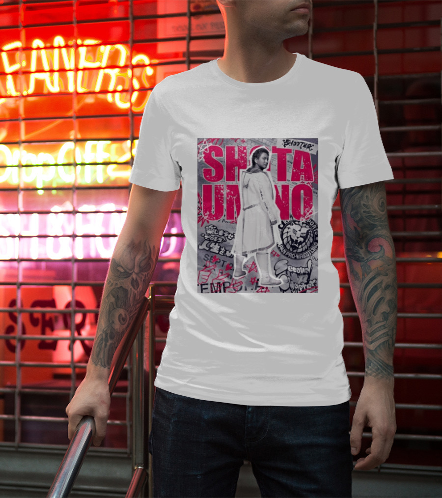 Shota Umino New Japan Pro Wrestling Graffiti Style Banner T-Shirt