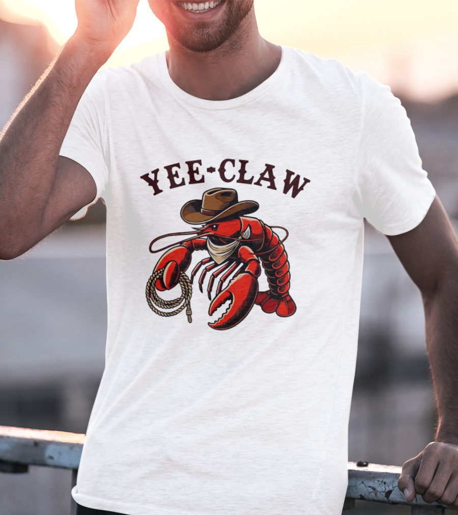 Yee Claw Lobster Cowboy Western Crawfish T-Shirt